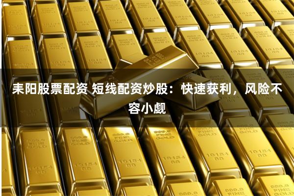 耒阳股票配资 短线配资炒股：快速获利，风险不容小觑
